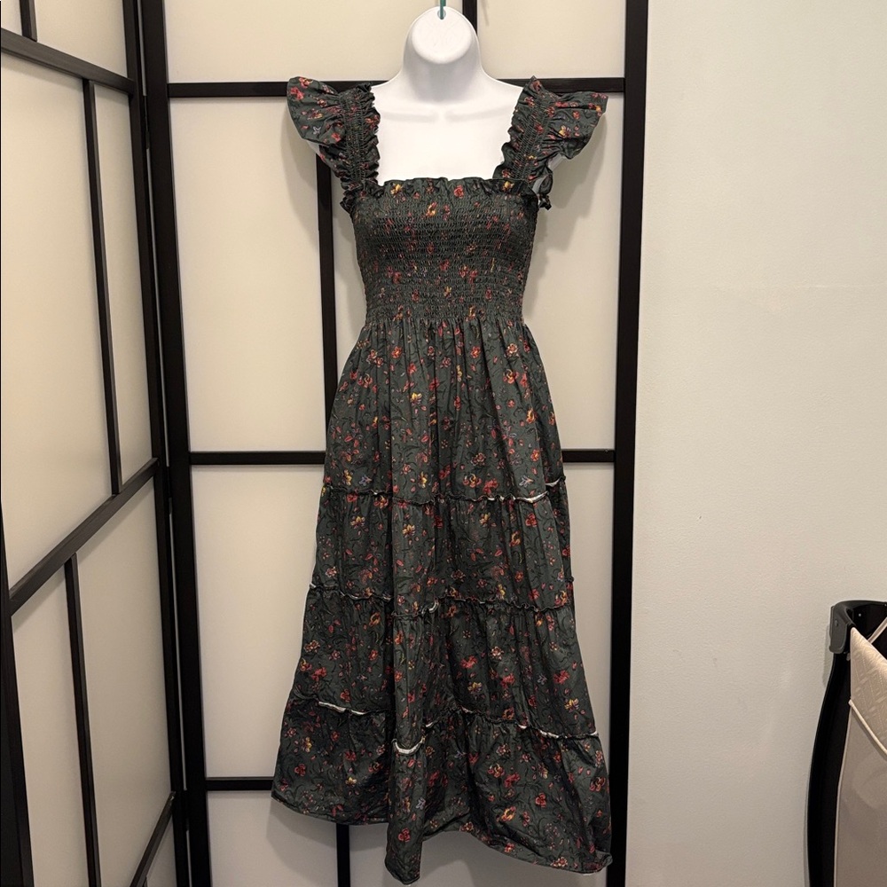 Hill House Home Ellie Nap Dress in Bottle Green Fleur Chintz